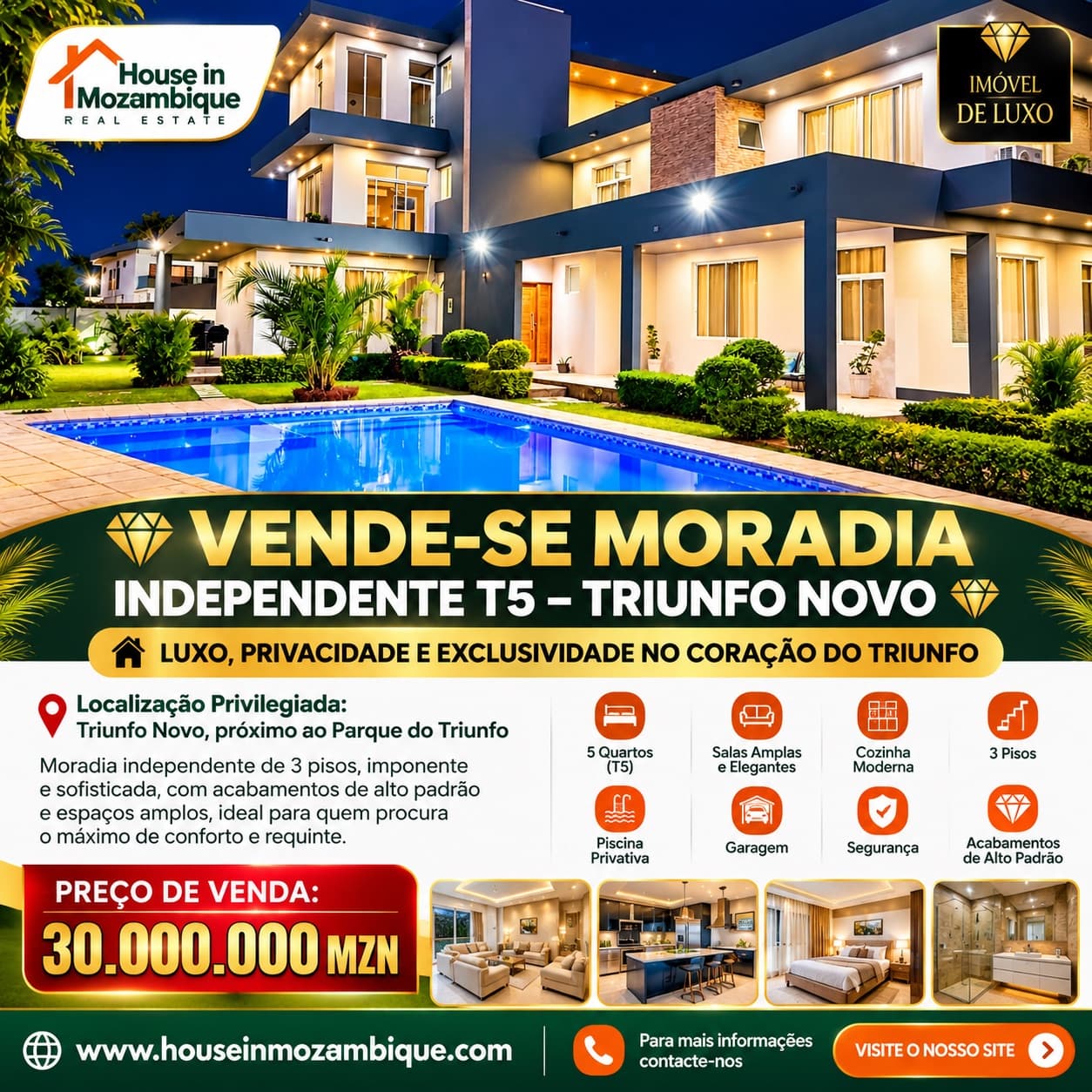 Moradia T5 à venda em Trioumfo, Maputo